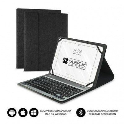 Funda con Teclado Subblim Keytab Pro Bluetooth para Tablets de 10.1-10.8/ Negra