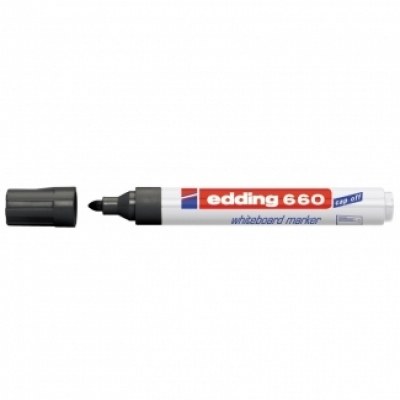 Edding 660 Rotulador para Pizarra Blanca - Punta Redonda - Trazo entre 1.5 y 3 mm. - Tinta Pigmentada - Recargable - Borrable en Seco - Color Negro