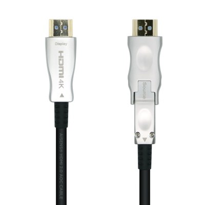 Aisens - Cable Hdmi V2.0 AOC Desmontable Premium Alta Velocidad / Hec 4K@60Hz 4:4:4 18Gbps, A/M-D/A/M, Negro, 40M