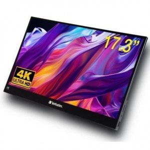 Monitor portátil táctil Verbatim PMT-17-4K 32239, 17,3 pulgadas, 4K UHD, IPS, 6 ms GtG, USB-C, HDMI, HDR, FreeSync, altavoces, negro