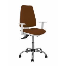 Piqueras y Crespo Silla Elche blanca asincro bali marron oscuro brazos regulables ruedas de parqué