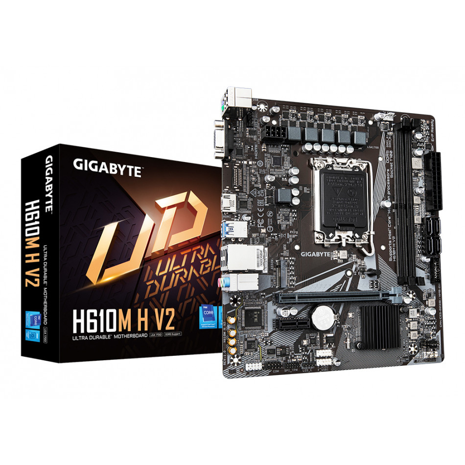 H610M H V2 Placa base - Compatible con procesadores Intel Core 14th CPUs, 4+1+1 Hybrid Digital VRM, up to 5600MHz DDR5, 1xPCIe 3.0 M.2, GbE LAN, USB 3.2 Gen 1