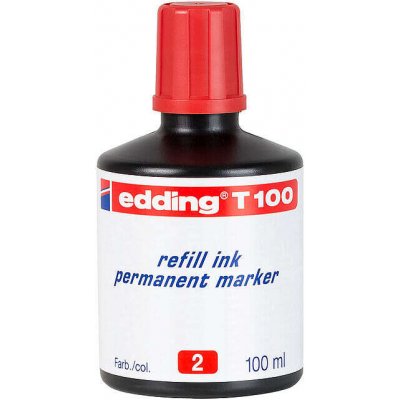 Edding T100 Bote de Recarga para Rotulador Permanente - Capacidad 100ml - Color Rojo