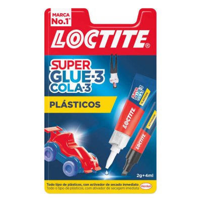 Loctite Superglue-3 Plasticos Dificiles Pegamento 2gr + Activador 4ml - Pegamento Transparente y Liquido - Formulado para Plasticos Dificiles - Facil de Extender - Incluye Activador en Formato de Rotu