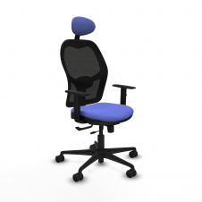 Piqueras y Crespo Jorquera traslack malla negra bali azul claro brazos 1D base nailon cabecero fijo ruedas 65mm nailon