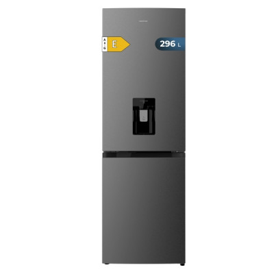 Cecotec Bolero CoolMarket Combi 296 DF WD Dark Frigorifico Combi - Capacidad 296L - Luz LED - Defrost - Dispensador de Agua - Congelacion Ultrarapida - 185x60x60cm - Color Gris Oscuro