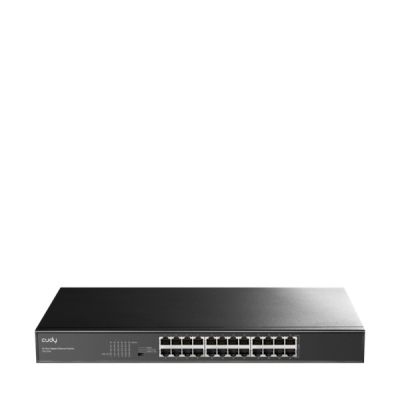 Cudy Switch Gigabit de 24 Puertos - Carcasa de Metal para Montaje en Rack - Ahorro de Energia - Plug and Play - Kit de Montaje en Rack Incluido - Color Negro
