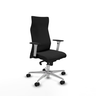 Albacete dirección sincro similpiel negro brazos 1D blancos base aluminio ruedas 65 nailon