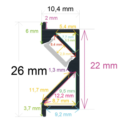Perfil LED Muebles Cocina 26x10,4mm