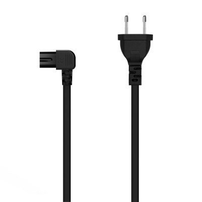 AISENS - CABLE ALIMENTACIÓN ACODADO FORMA 8, CEE7/16/M-C7/H, NEGRO,