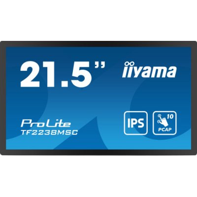 MONITOR IIYAMA 22 TACTIL (TF2238MSC-B1) 1920X1080/ 600CD /1000:1 / HDMI/ DP /2 X USB/ 5MS/ MM / USO HORIZ-VERTI-BOCA ARRIBA / VESA 100X100 /NEGRO