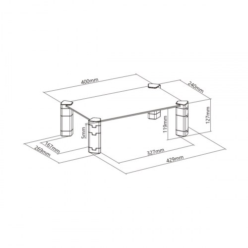 AISENS - SOPORTE ELEVADOR CRISTAL PARA MONITOR/PORTÁTIL, NEGRO