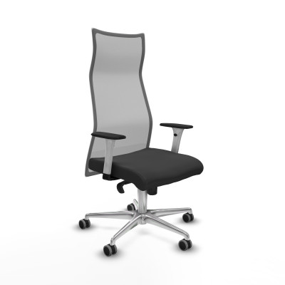Albacete malla sincro malla gris similpiel gris oscuro brazos blancos base aluminio ruedas 65mm engomadas