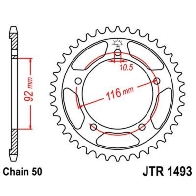 Corona JT 1493 de zinc negro con 41 dientes JTR1493.41ZBK