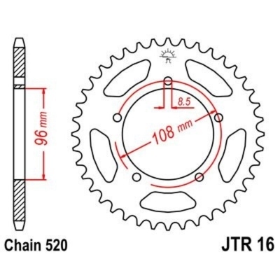 Corona JT 16 de acero con 40 dientes JTR16.40