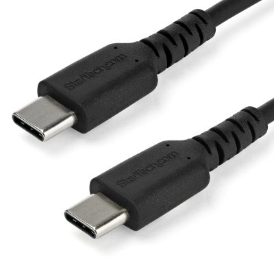 Cable de 2m de Carga USB C - de Carga Rápida y Sincronización USB 2.0 Tipo C a USB C para Portátiles - Revestimiento TPE de Fibra de Aramida M/M 60W Negro - iPad Pro Surface