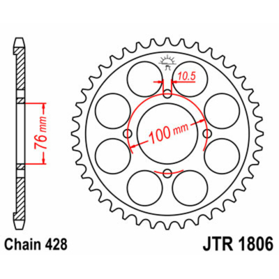 Corona JT SPROCKETS acero estándar 1806 - Paso 428 JTR1806.47