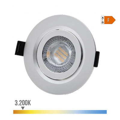 Downlight led empotrar 9 w 806 lm ra80 3200 k redondo color cromo ø9 cm