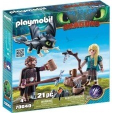 Playmobil como entrenar a tu dragon hipo y astrid con bebe dragon