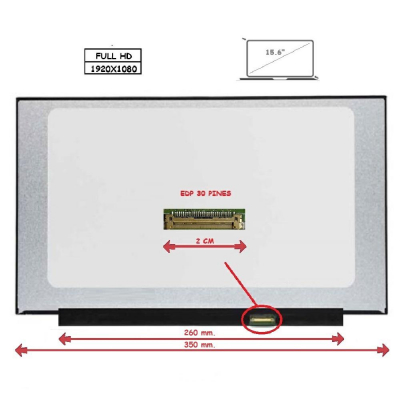 Pantalla para portátil LED 15.6\ Slim 30 Pines Full HD Sin Brackets Ancho 350mm Inverter 260mm