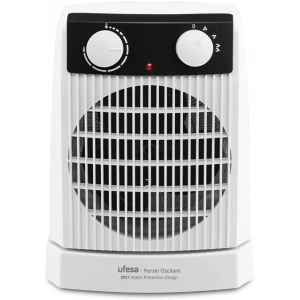 Calefactor vertical oscilante Ufesa Persei Oscilant, 2.000 W, blanco y negro