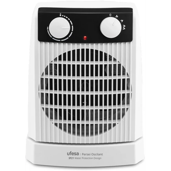 Calefactor vertical oscilante Ufesa Persei Oscilant, 2.000 W, blanco y negro