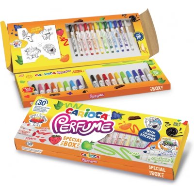 Carioca Perfume Pack de 30 Rotuladores Perfumados - 12 Punta Media, 10 Punta Maxi y 8 Punta Maxi y Punta con Sellos - Ideales para Dibujar y Colorear - Colores Surtidos