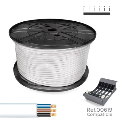 Manguera plana 3 x 1,00 mm² blanca,300 m. (bobina grande)