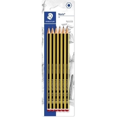 Staedtler Noris 120 Pack de 6 Lapices de Grafito Hexagonales - Mina 2HB - Resistencia a la Rotura - Madera de Bosques Sostenibles