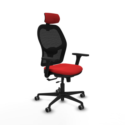 Jorquera traslack malla negra similpiel rojo brazos 3D base nailon cabecero 2D ruedas 65mm engomada