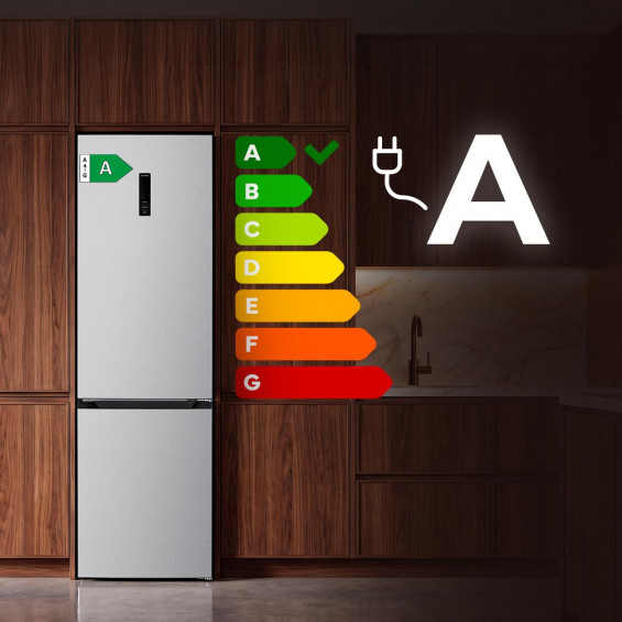 Frigorífico combi Cecotec 377 Inox A, 200 x 59.5 x 67.4 cm, clase A, 377 litros, CoolMatrix, FreshnessFlex, control de humedad, inox - imagen 9