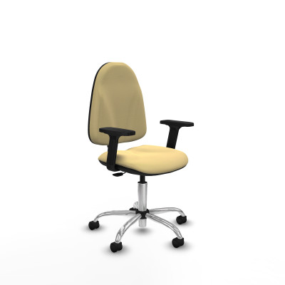 Algarra CP similpiel crema brazos 2D base cromada ruedas nailon 50mm