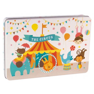 Apli Kids Puzzle Tematica Circo - 24 Piezas de 8x8cm - Diseño Exclusivo de Lily Lane - Facil Manejo para Niños - Carton de 2mm con Acabado Brillante - Caja Metalica Rectangular
