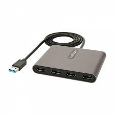 StarTech.com Adaptador USB 3.0 a 4 Puertos HDMI - Tarjeta Gráfica y de V?deo Externa - Dongle Llave USB-A a 4x HDMI - 1080p a 60Hz - Conversor Multi