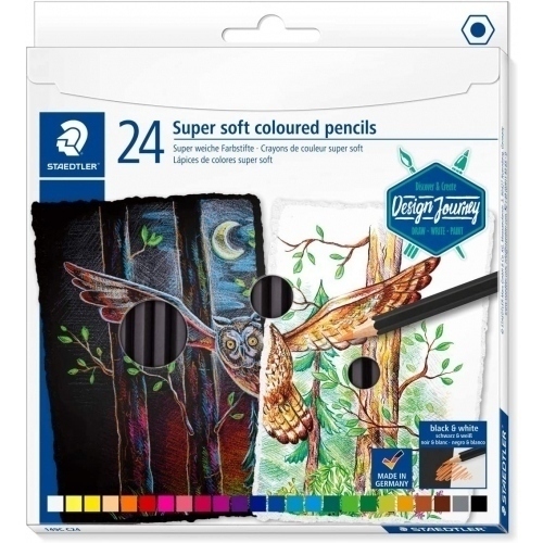 Staedtler Super Soft 149C Pack de 24 Lapices de Colores - Mina Extra Suave - Colores Surtidos
