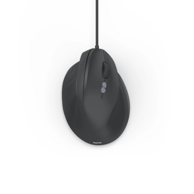 Hama ECM-500R Raton Optico Vertical para Diestros 1800dpi - Cable 180cm - Ergonomico - 7 Botones - Silencioso - 7.1x8.6x11.5cm - Color Negro