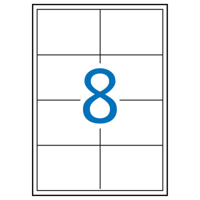 Apli Pack de 800 Etiquetas Rectangulares 97x67,7mm - 100 Hojas por 8 Etiquetas - Adhesivo Permanente - Cantos Rectos - Color Blanco