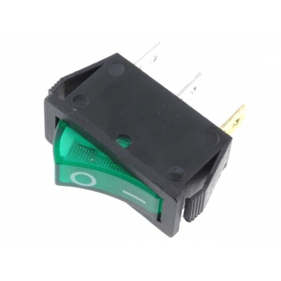 Interruptor Basculante Unipolar OFF-ON Luminoso VERDE 15A