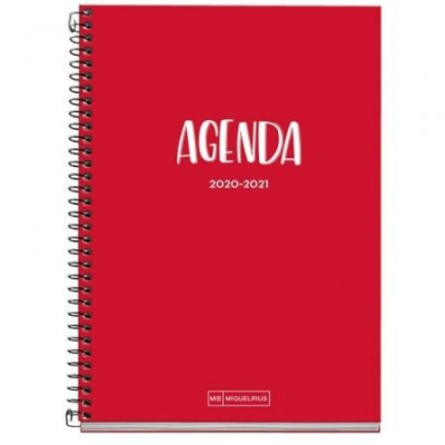 AGENDA ESCOLAR 2020/2021 MIQUEL RIUS 26105 SCHOOL PLUS ROJO - SEPT 20/AGOSTO 21 - SEMANA VISTA - 155*213MM - 70G/M2 - ENCUADERNACIÓN ESPIRAL