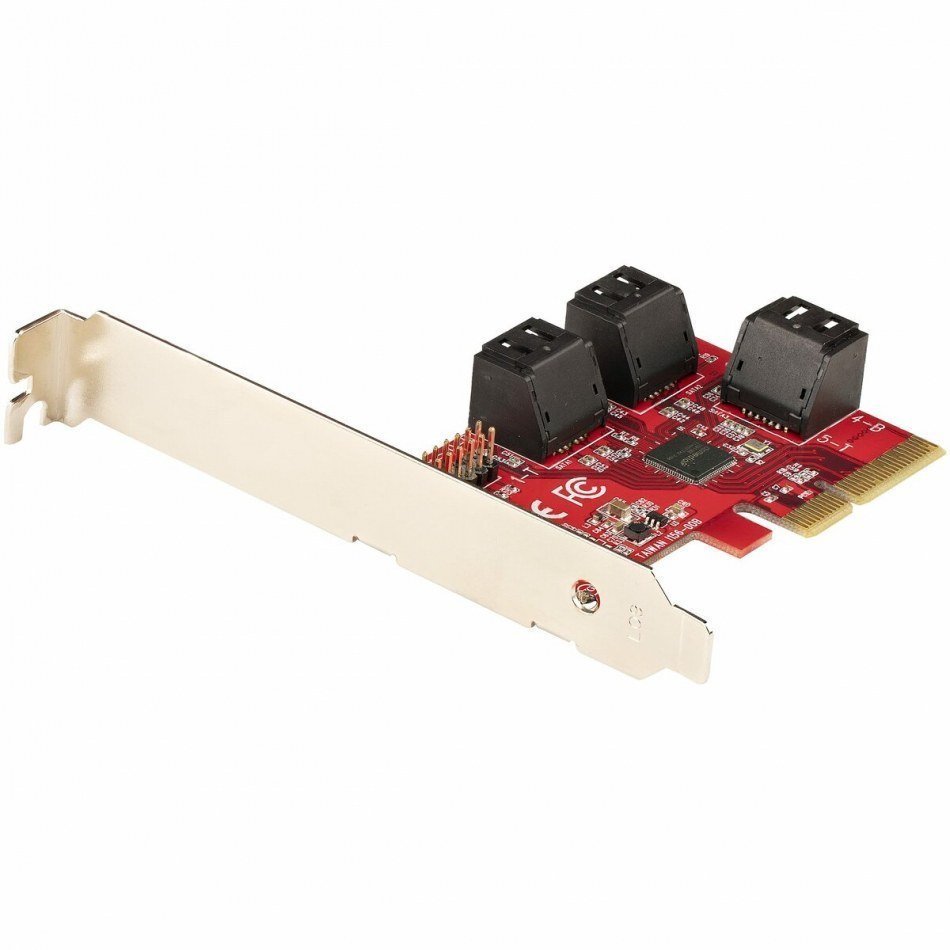 Tarjeta PCIe SATA - Tarjeta Controladora PCI Express de 6 Puertos SATA - 6Gbps - con Bracket de Perfil Bajo - con Conectores SATA Apilados - ASM1166 sin RAID