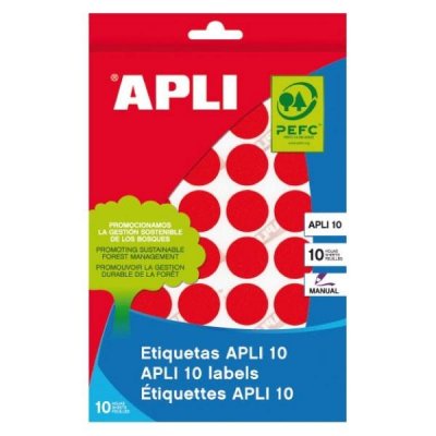 APLI Paq.1008 etiquetas escritura manual redondas 10mm rojo