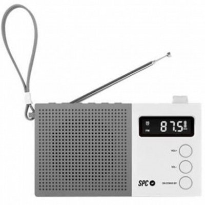 Radio despertador spc jetty max blanco pantalla led - reloj - alarma - fm - 50 emisoras - aux in