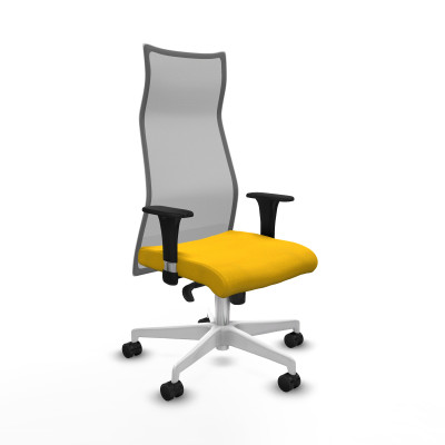Albacete malla sincro malla gris bali amarillo brazos 1D base blanca ruedas 65 mm nailon