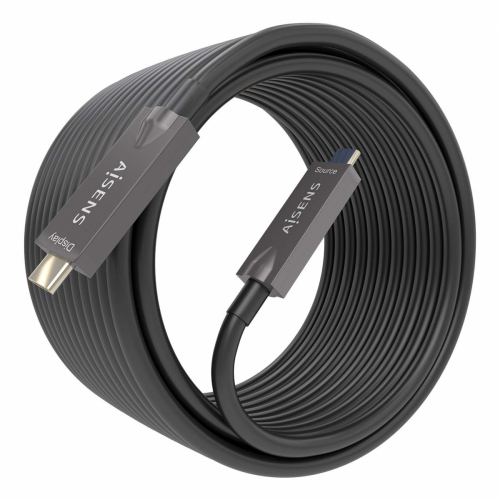 AISENS - CABLE USB 3.1 GEN2 10GBPS AOC 4K@60HZ 3A 60W E-MARKER, TIPO USB-C/M-USB-C/M, NEGRO, 15M