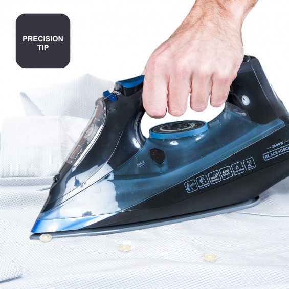 Plancha de vapor Black & Decker BXIR2606E, 2600W, golpe de vapor 150 gr/min, vapor continuo 35 gr/min, azul y negro - imagen 7