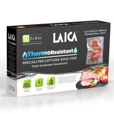 PAQUETE DE 30 BOLSAS THERMO RESISTANT LAICA TR1000 PARA LA COCCIÓN SOUS VIDE - RESISTENTES HASTA 120º - 25*30CM