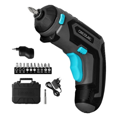 Cecotec PowerGyro 3500 X-treme Set Atornillador Inalambrico - Autonomia hasta 60min - Velocidad 200rpm - Bateria 4V 1.500mAh - sin Cables - Luz LED - Incluye Accesorios - Recargable - Color Negro y Az