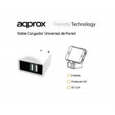 CARGADOR APPROX 2 PUERTOS USB APPUSBWALL21W