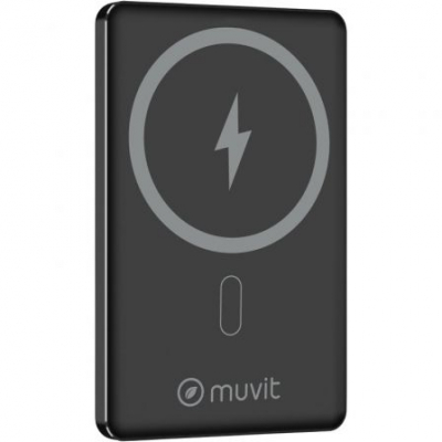 Powerbank 5000mAh Muvit For Change MCCHP0009/ 20W/ Wireless/ Negra/ Incluye Cable USB Tipo-C