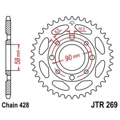 Corona JT 269 de acero con 37 dientes JTR269.37